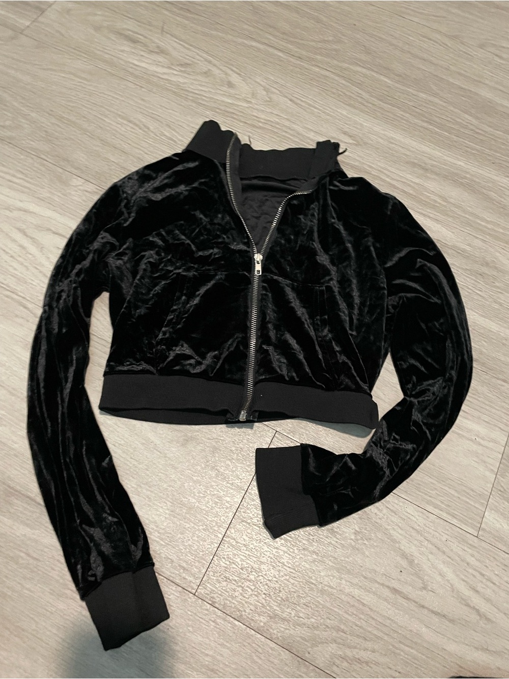Black Velvet Zip-Front Women's Jacket